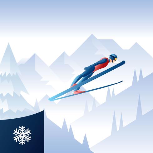 Ski Jumping Olympics Illustration Vector