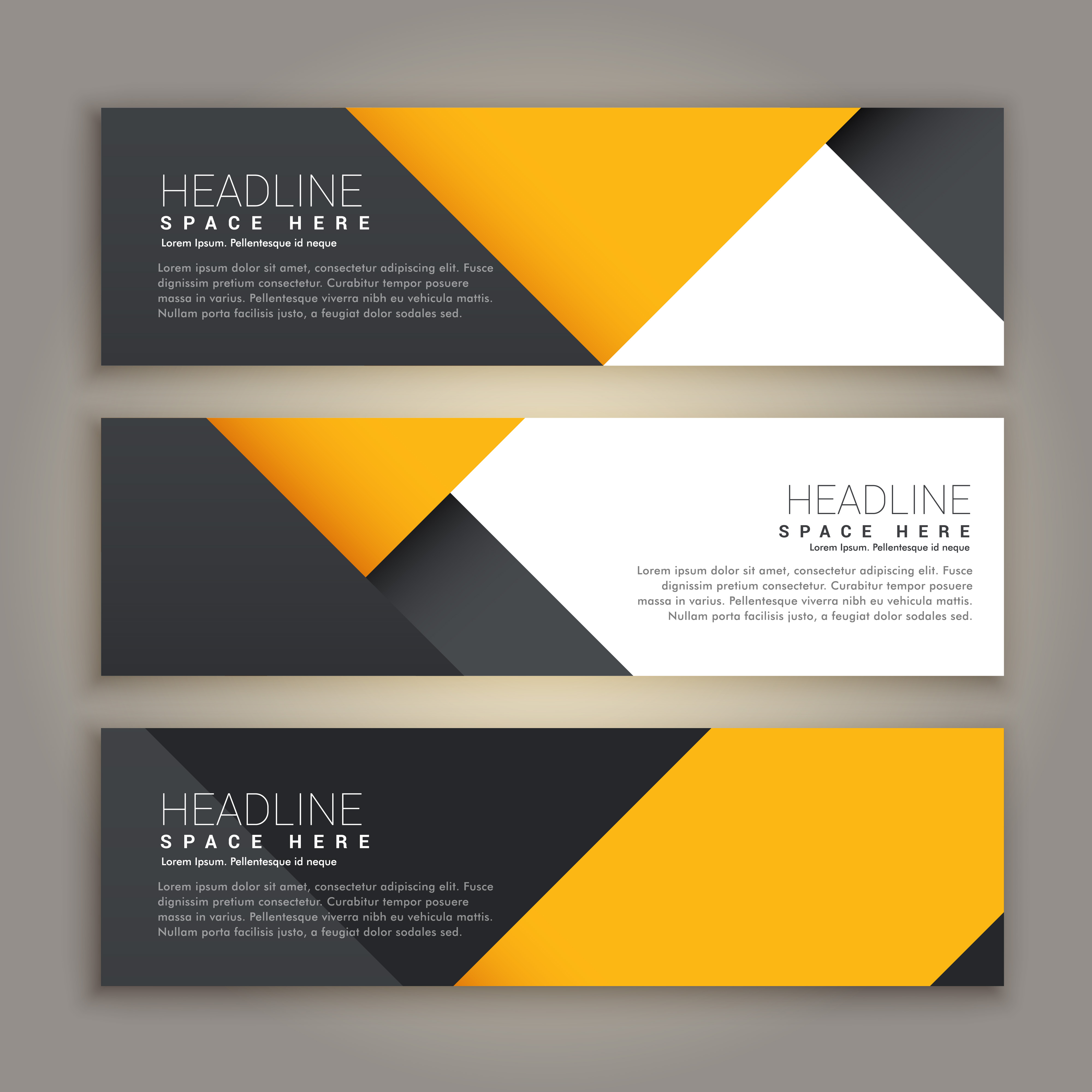 yellow and black minimal style set of web banners - Download Free