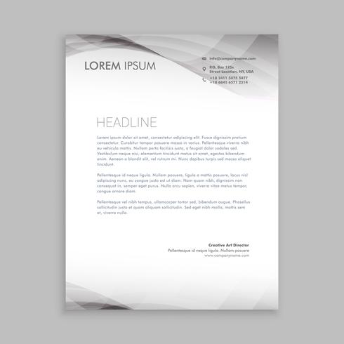 wave style business letterhead template vector design illustrat