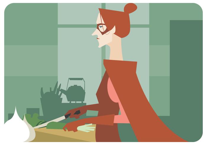 Super Cooking Woman Vector