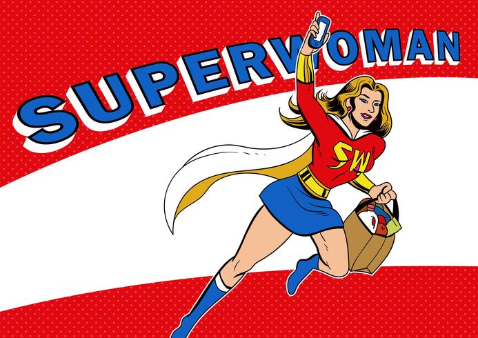 Superwoman en estilo retro pop vector