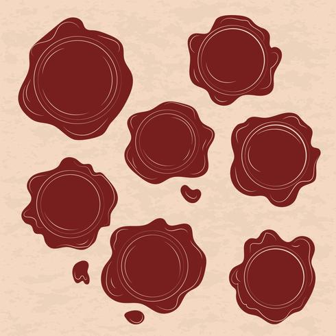 Set Of Red Wax Stamp Vectors