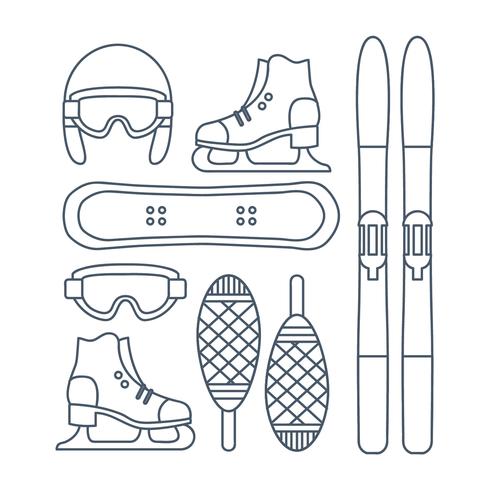 Vector conjunto de iconos de deportes de invierno