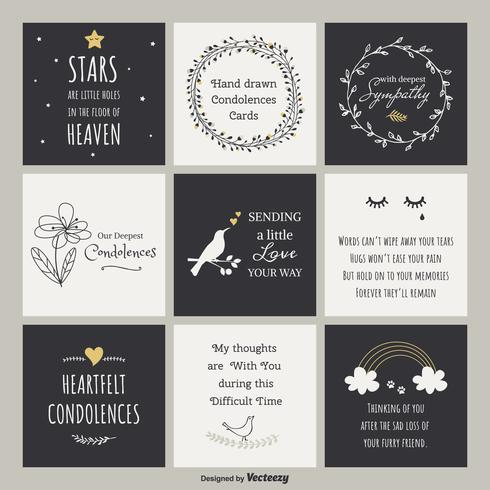 Cute Hand Drawn Condolences Vector Cards