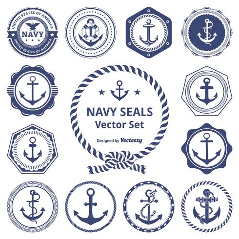 Retro Navy Seals Vector Set
