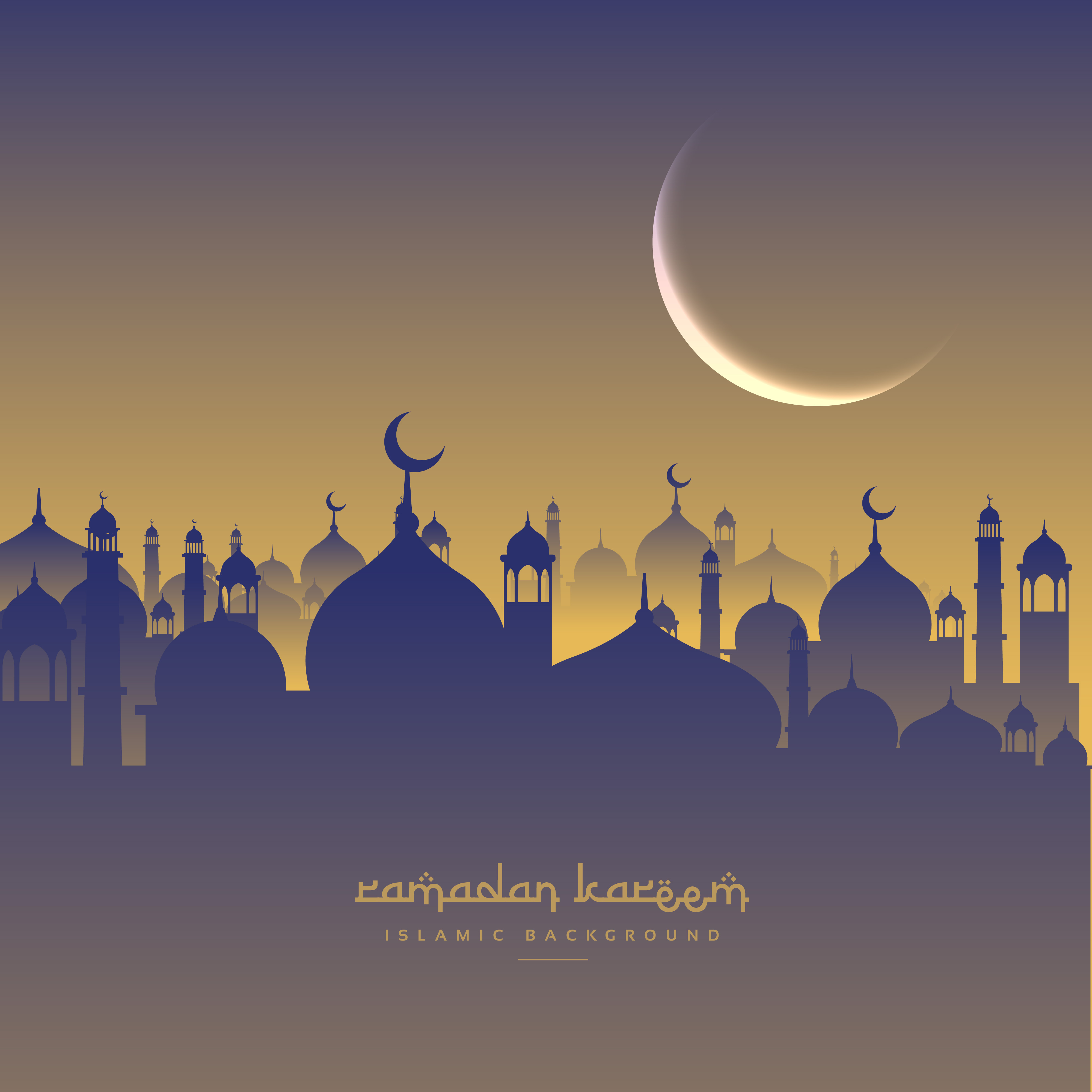 islamic ramadan  festival with moon and masjid  Download 