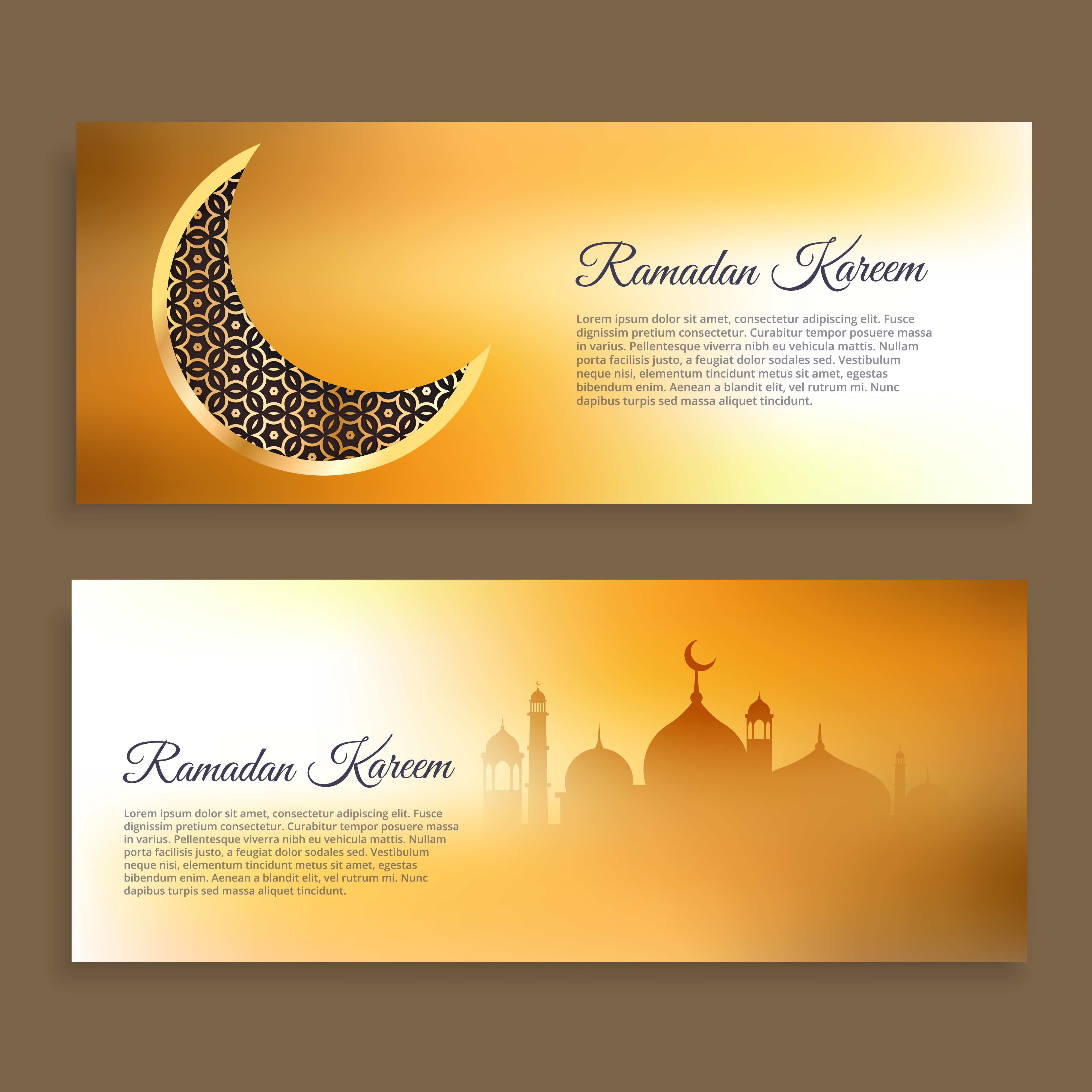 Ramadan kareem and wid banners in golden colors - Download 