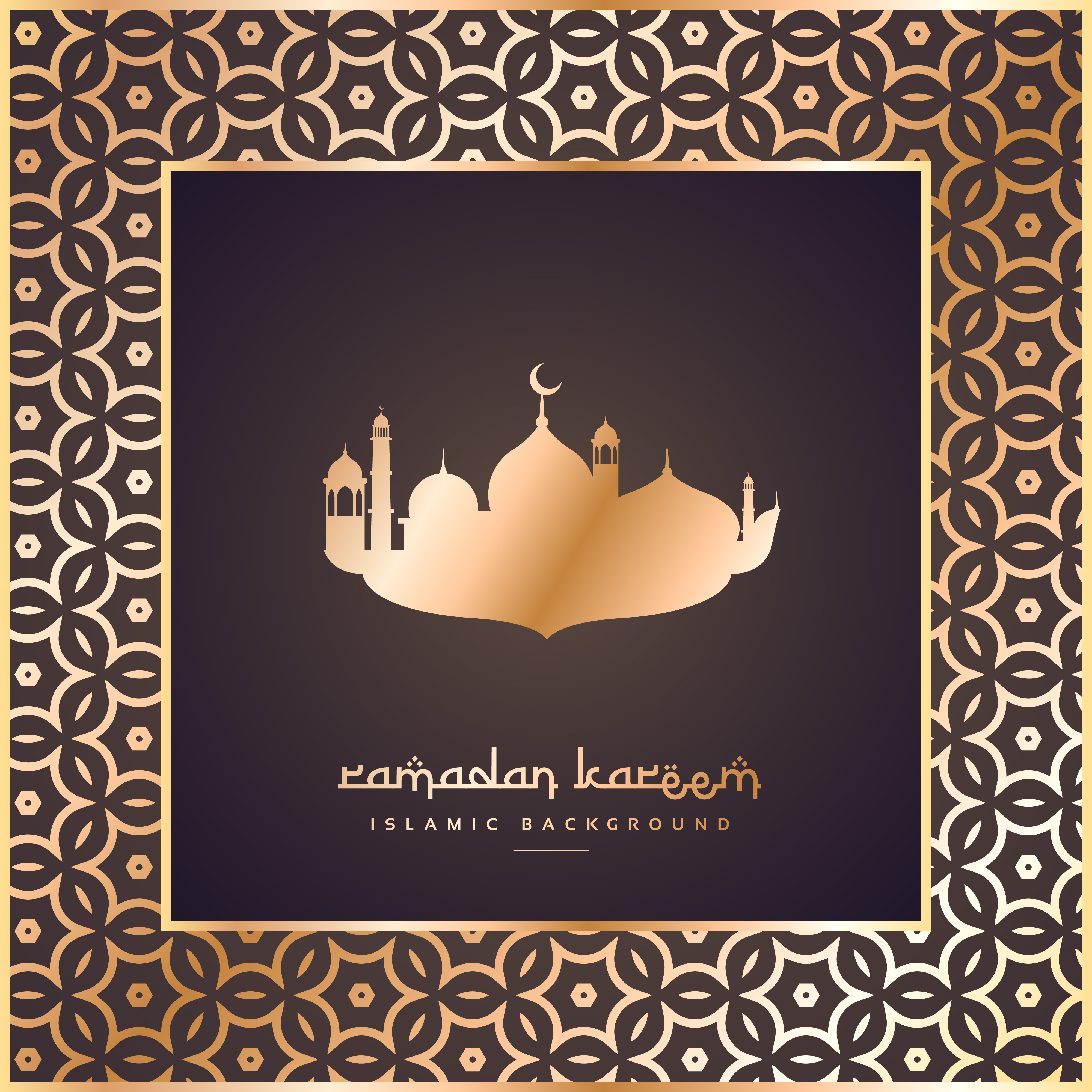 Ramadan and eid festival greeting with pattern border 