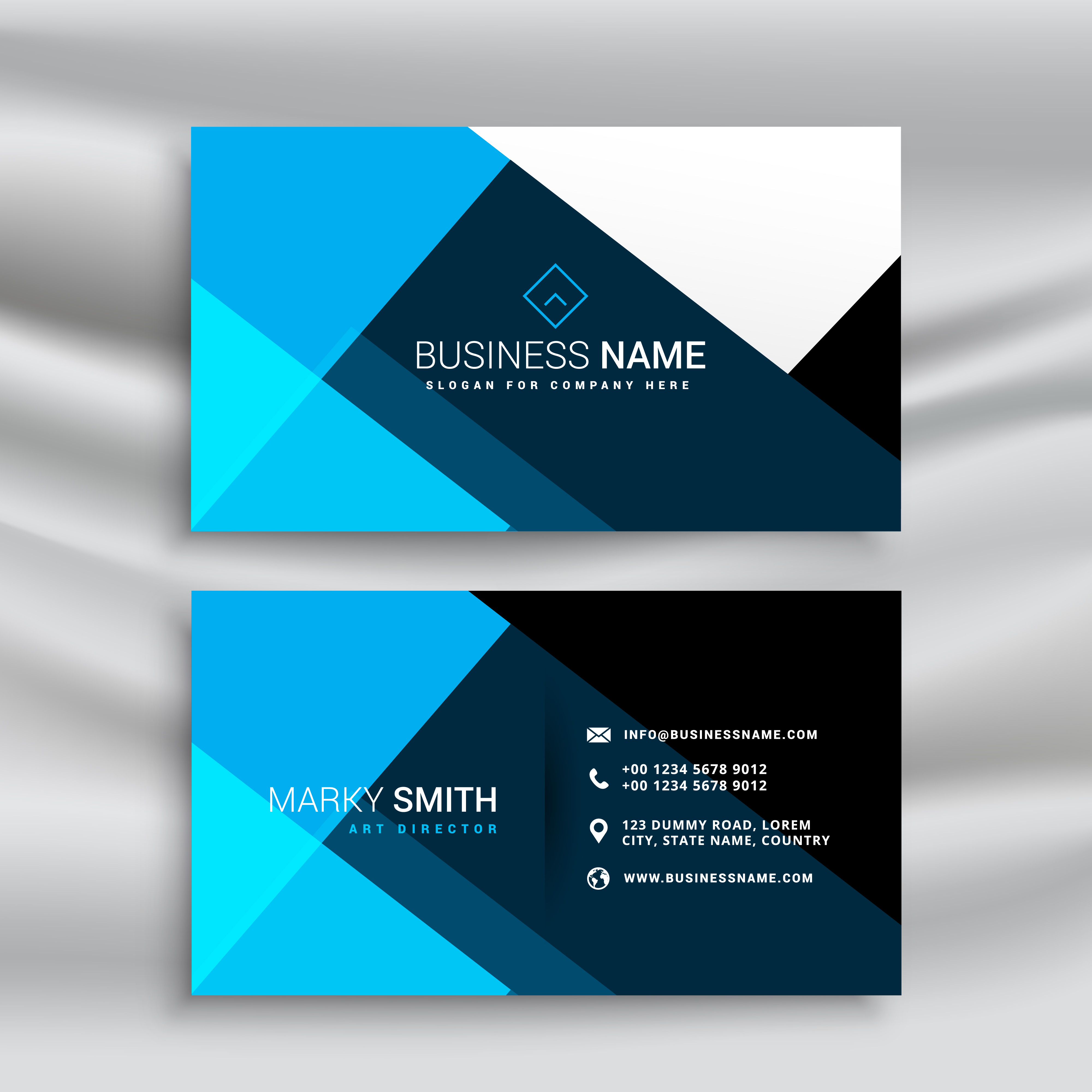 modern blue business card template in minimal style business card blue