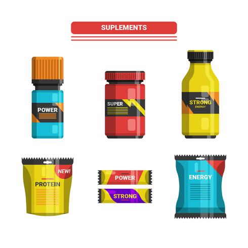 Sport And Gym Fitness Supplements Vector Collection