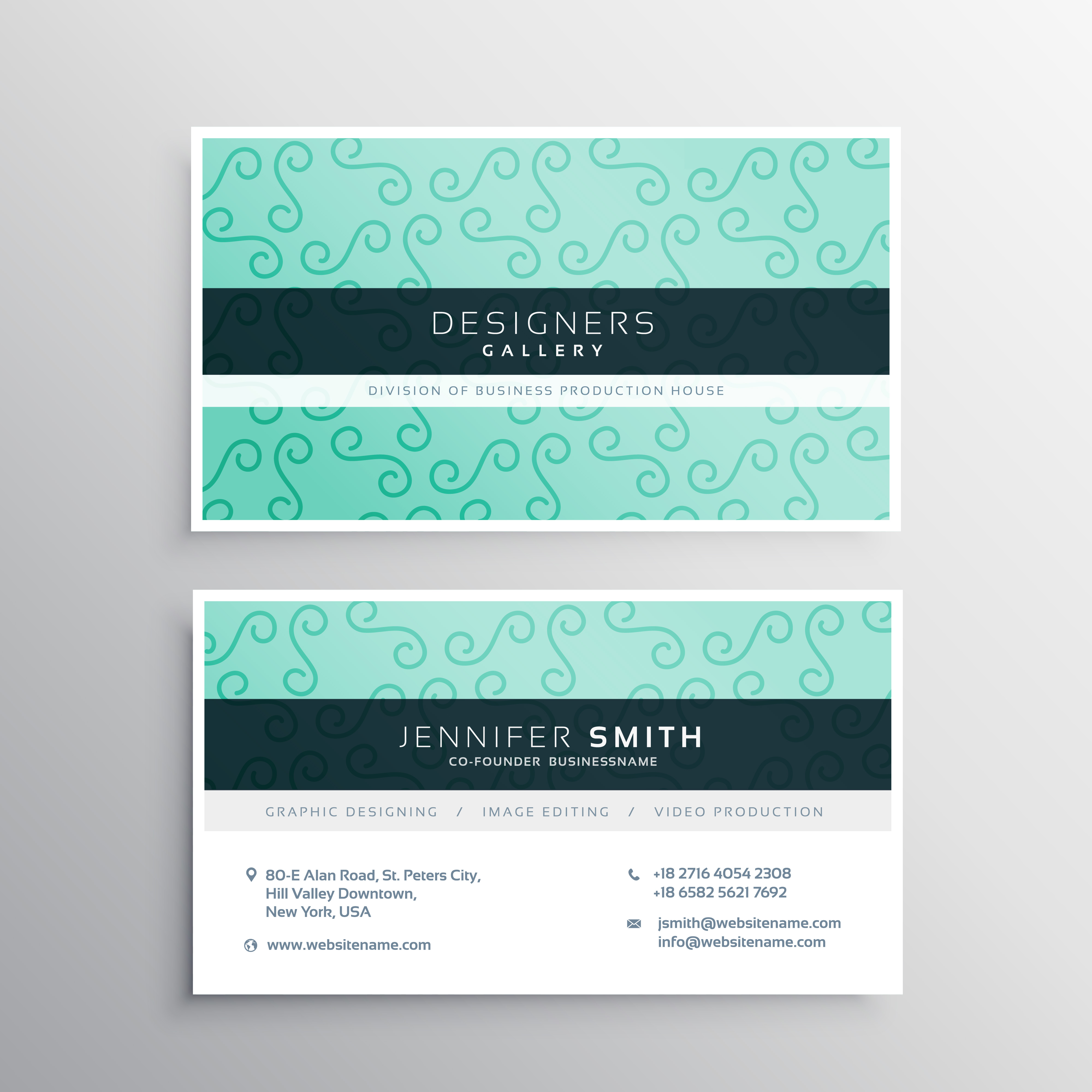 light blue business card in clean style Download Free Vector Art