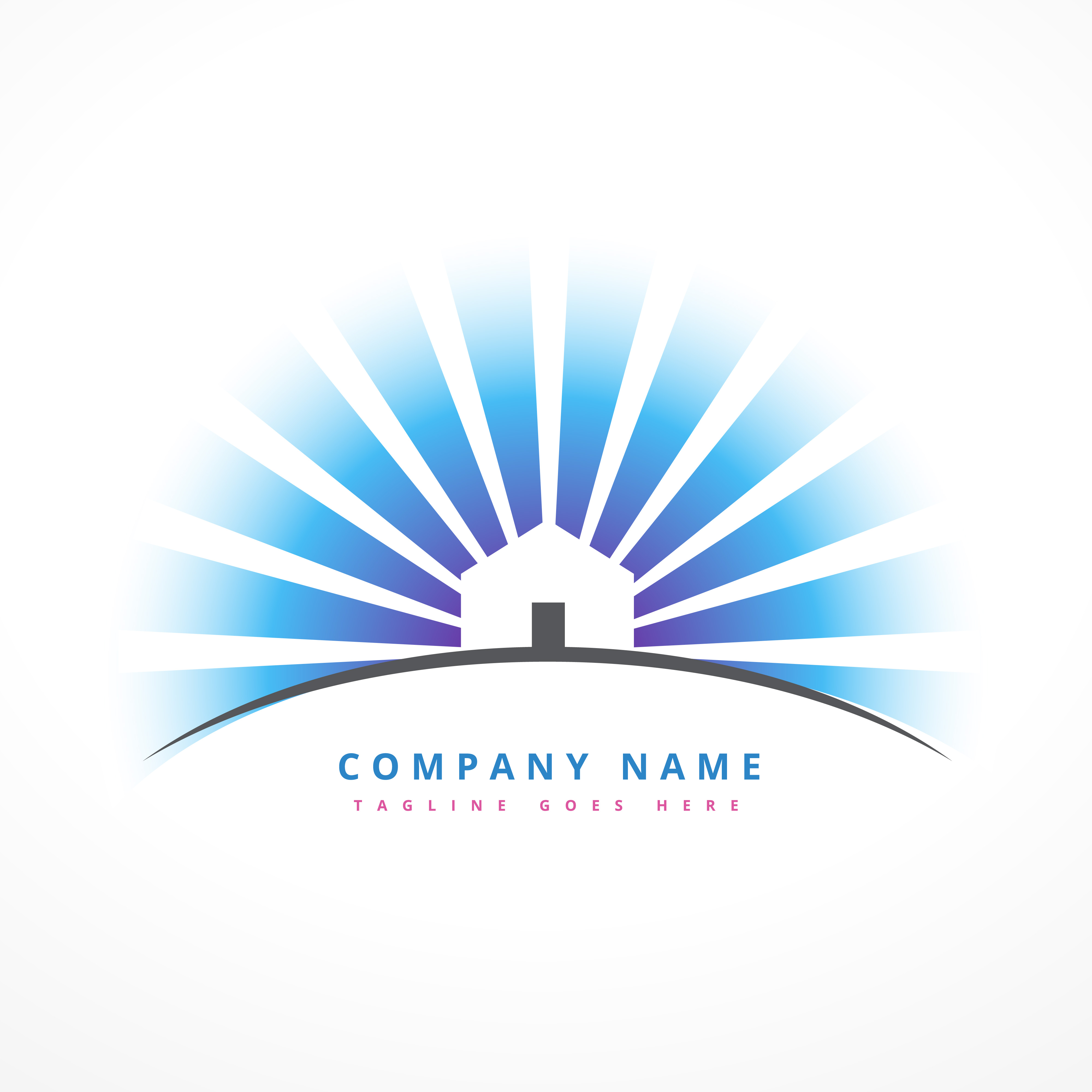 house with sun rays company logo design Download Free Vector Art