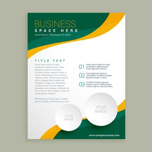 green and yellow wavy shape business brochure flyer layout templ - Download Free Vector Art, Stock Graphics & Images