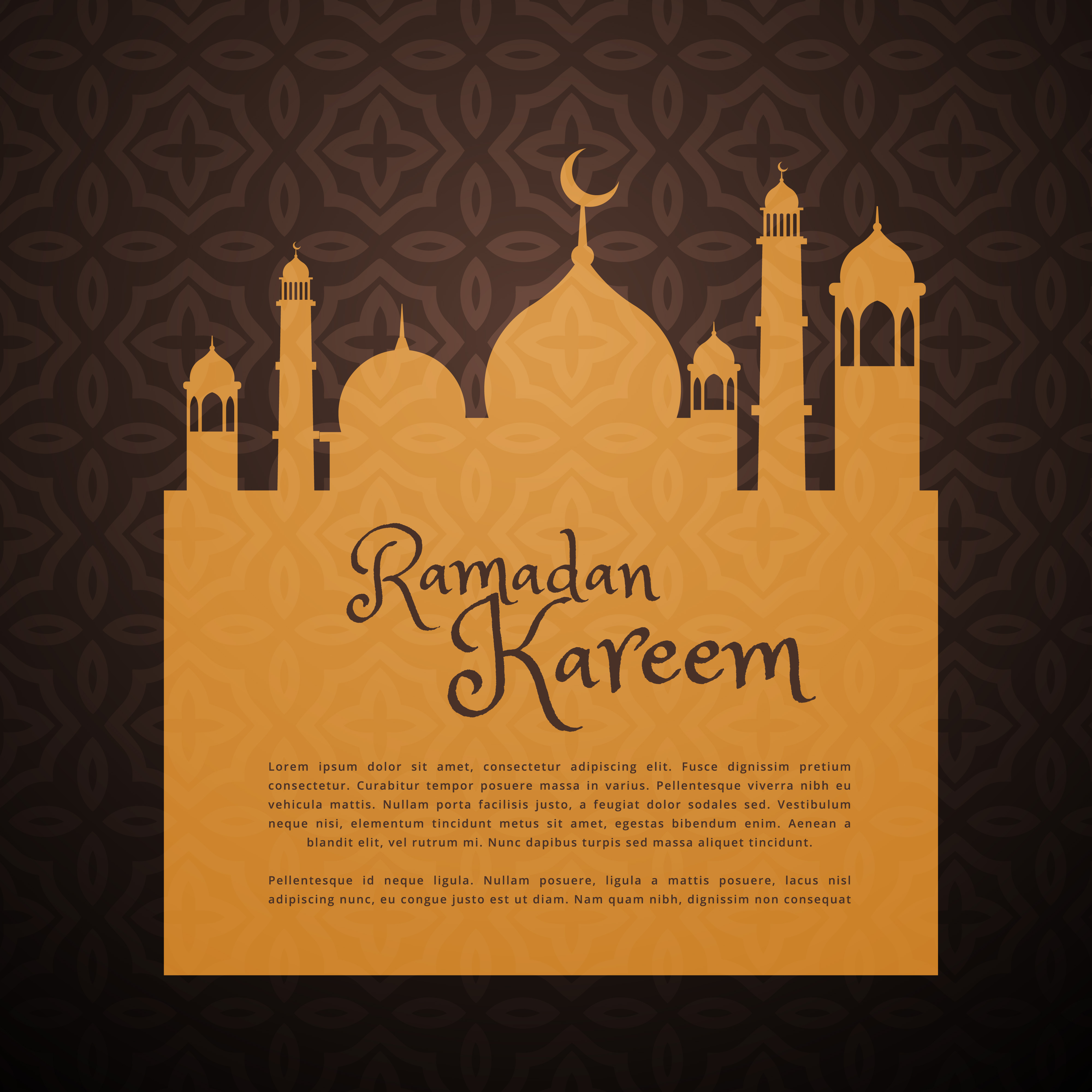 Ramadan greeting card with mosque silhouette - Download 