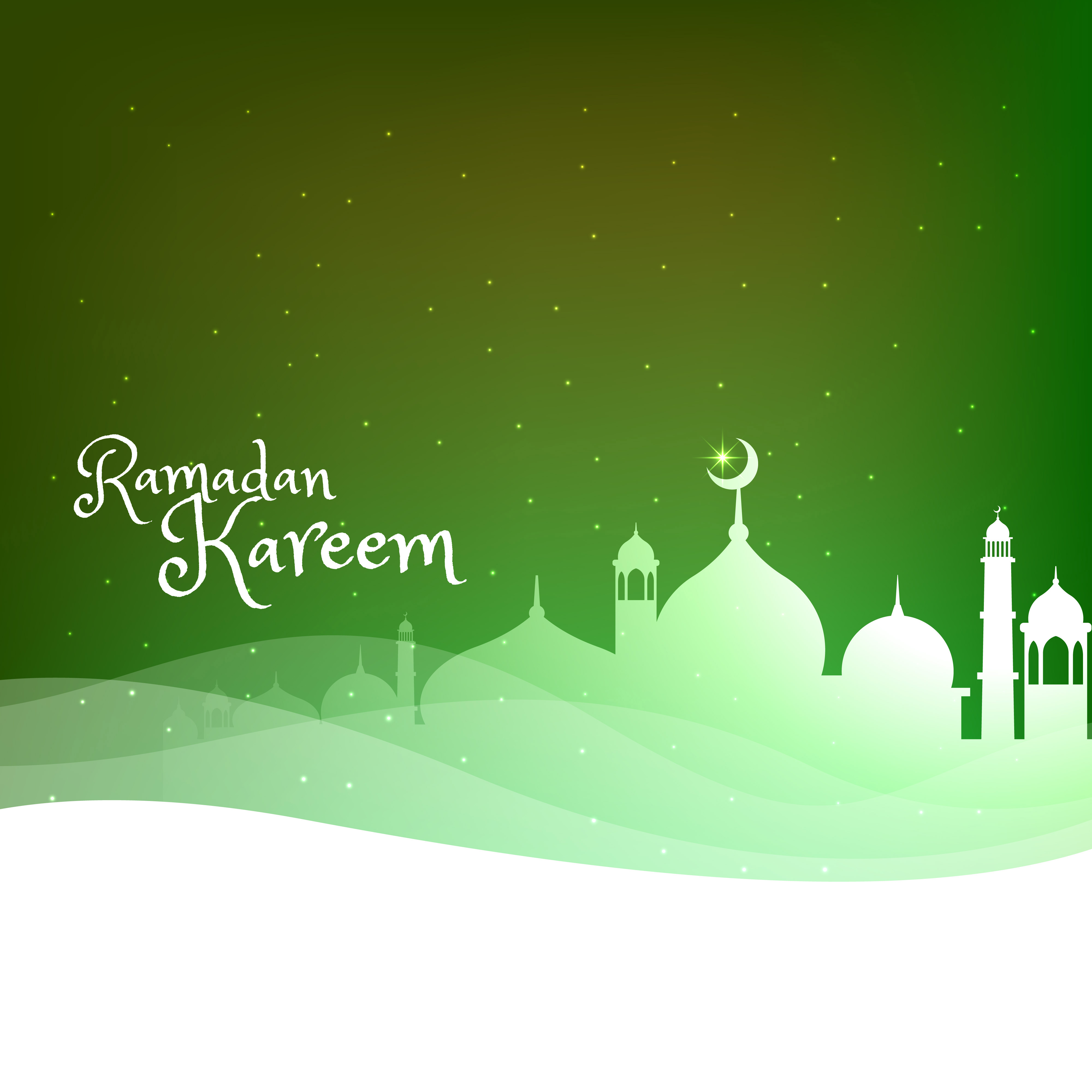 Masjid silhouette on green background with wave - Download 