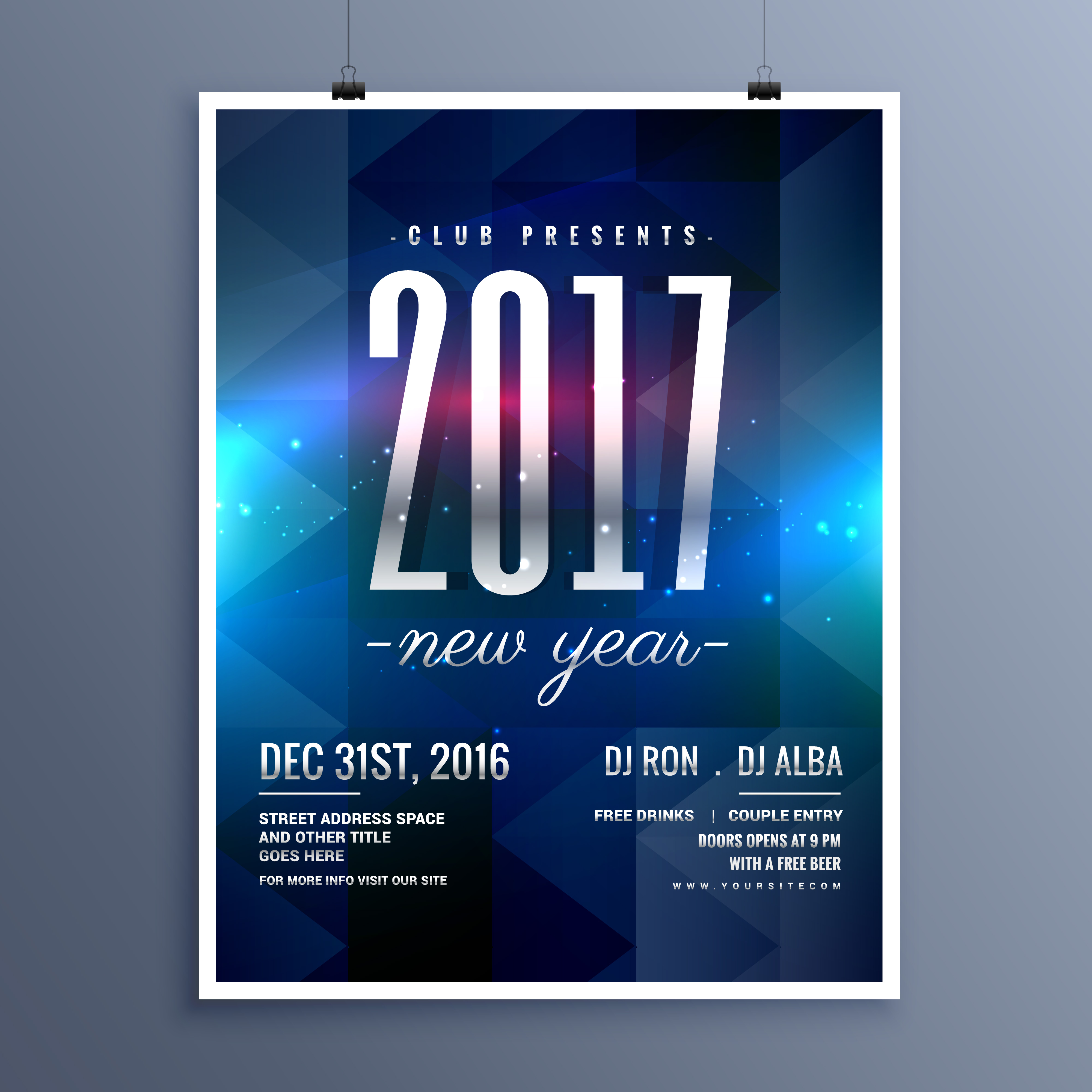 2017 new year party invitation flyer download free art party invitation template
