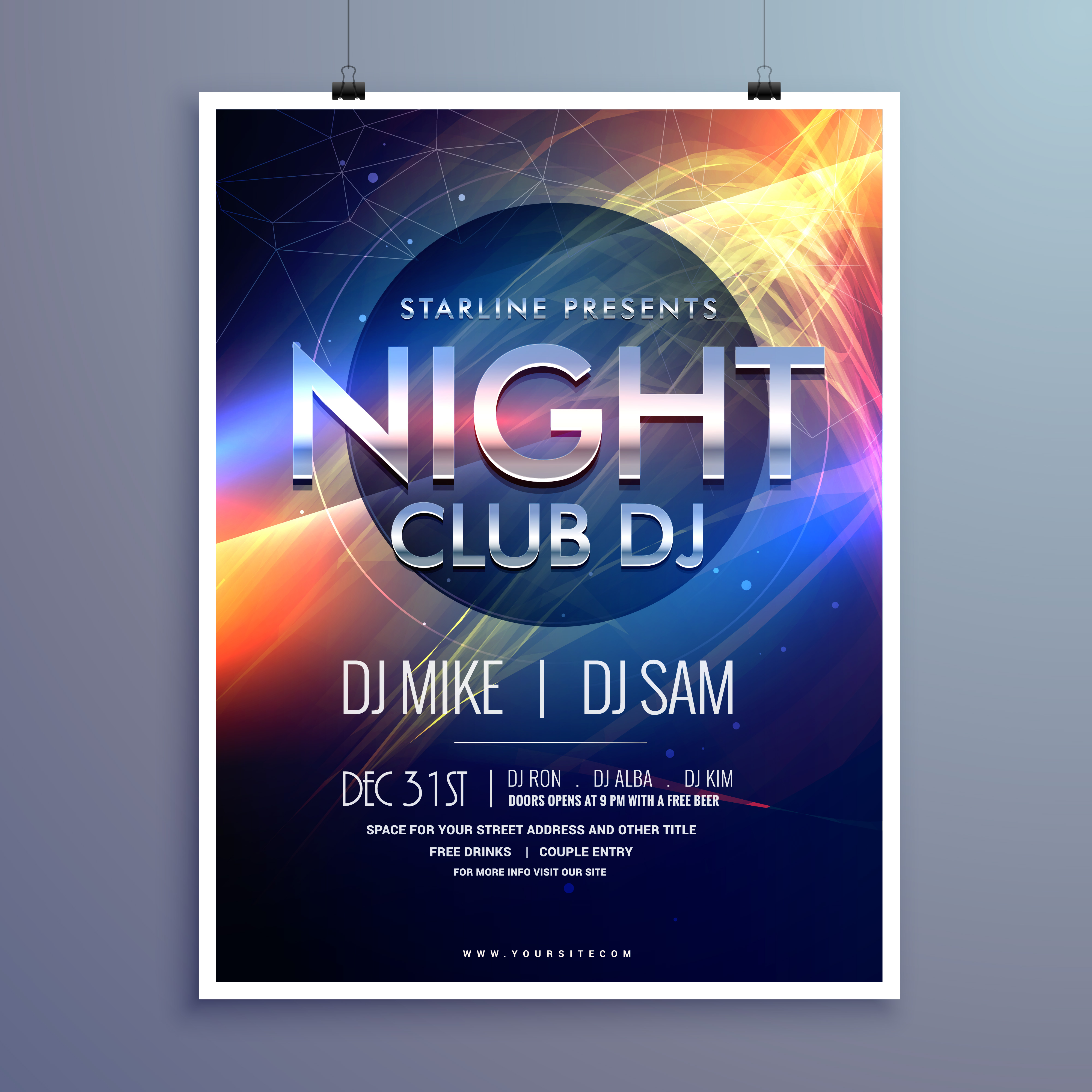 stylish night club music party flyer  template  design  