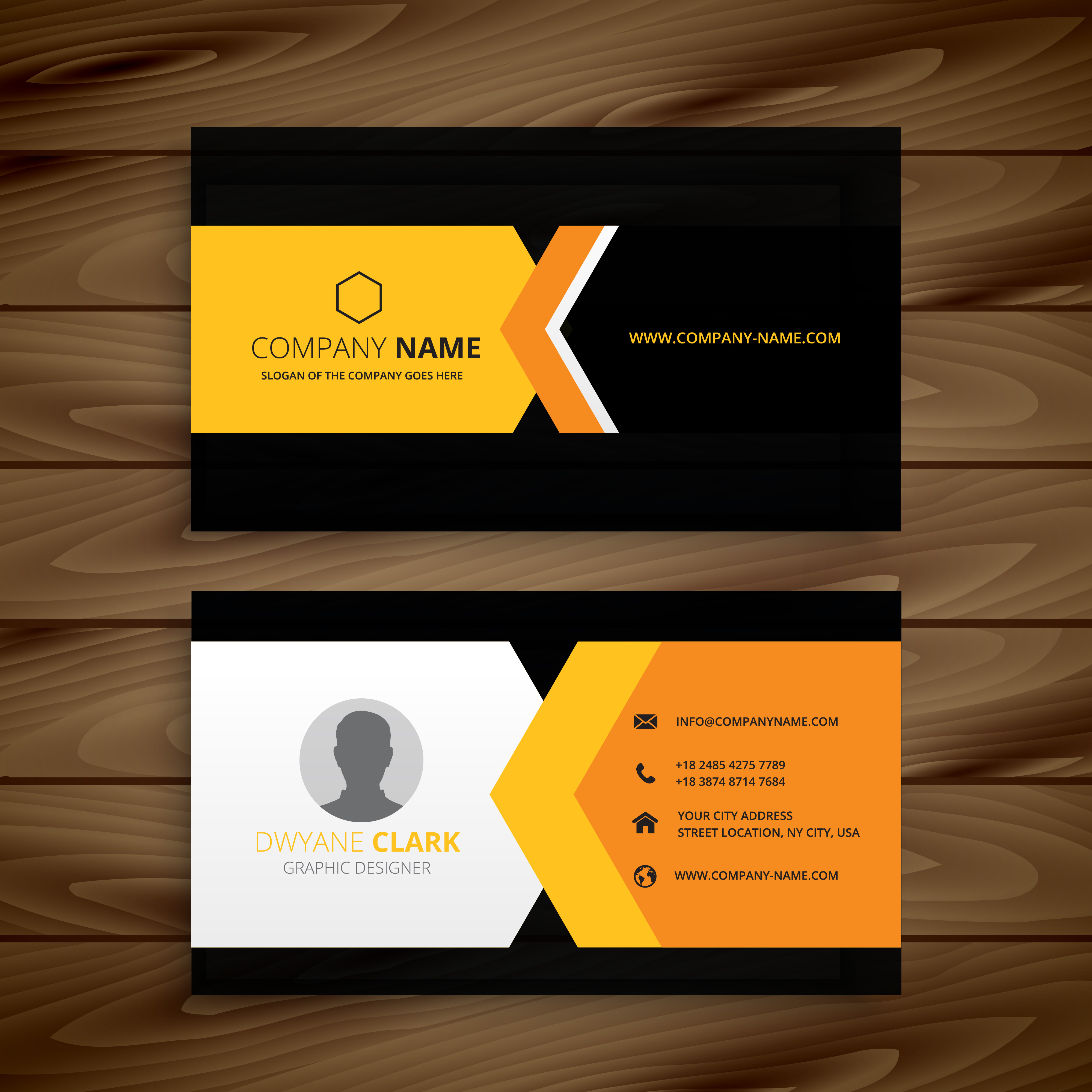 yellow black business card template vector design