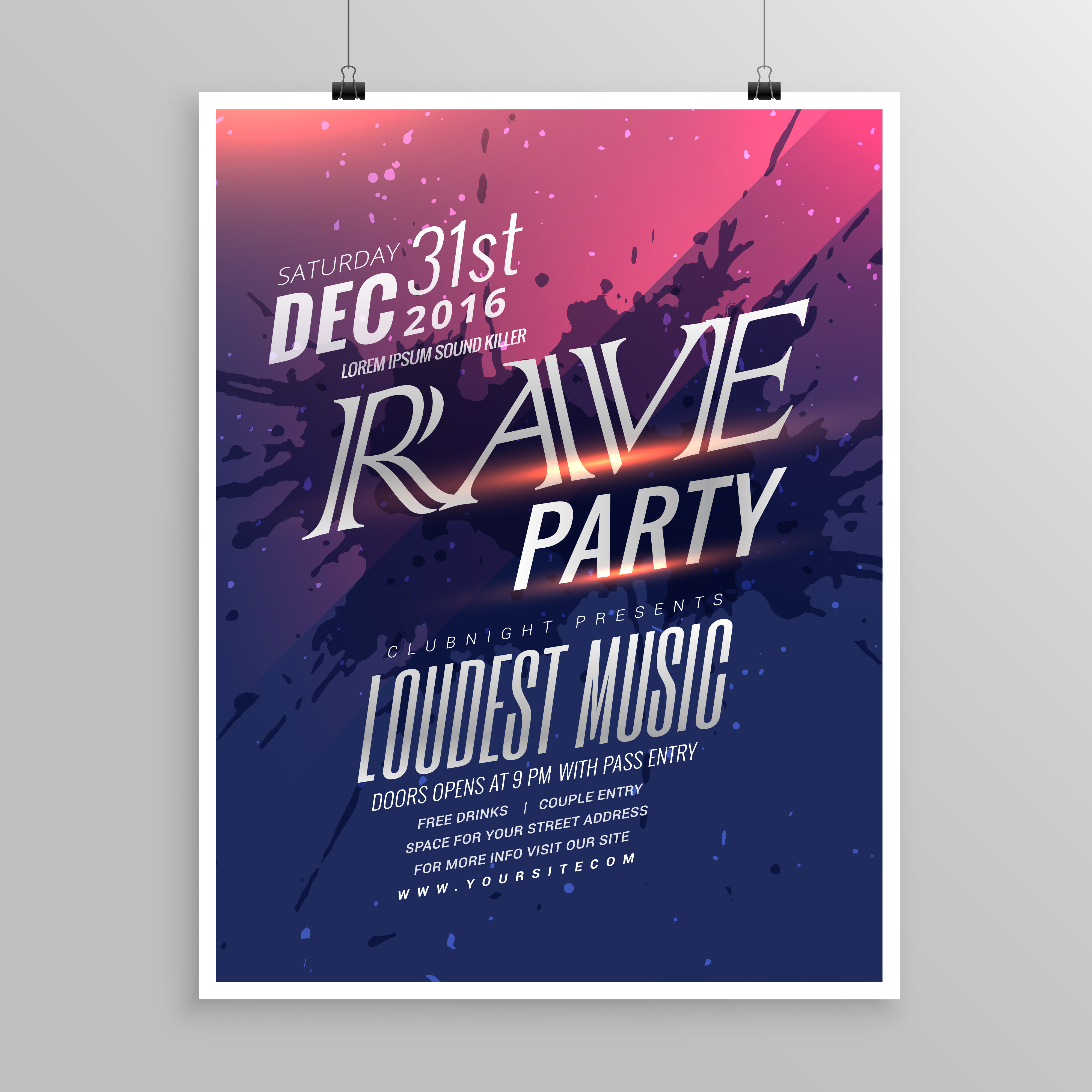 rave party music flyer template - Download Free Vector Art, Stock ...