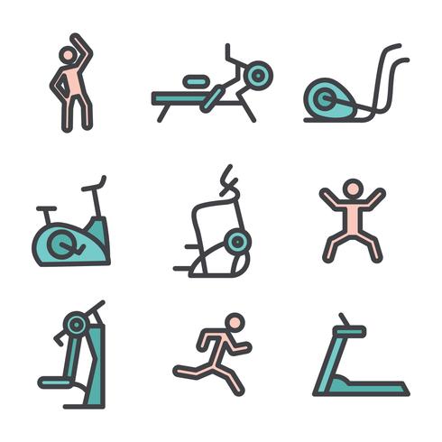 Set Of Fitness Machines And Exercises vector