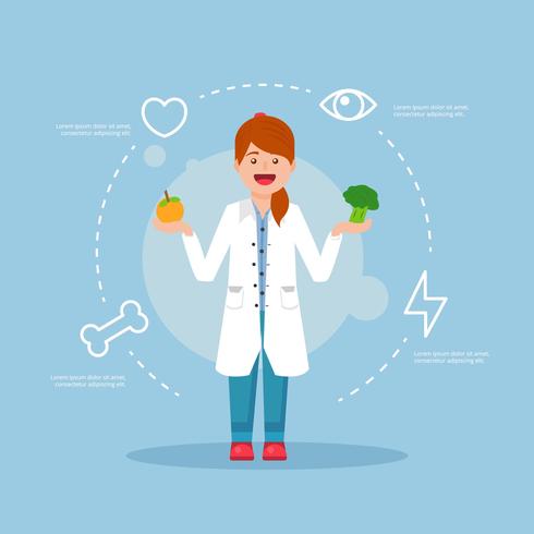 Cheerful Nutritionist Vector Illustration