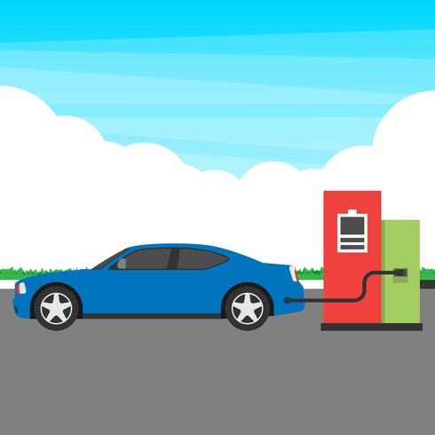 Ilustración de concepto de estación de carga de coche eléctrico vector