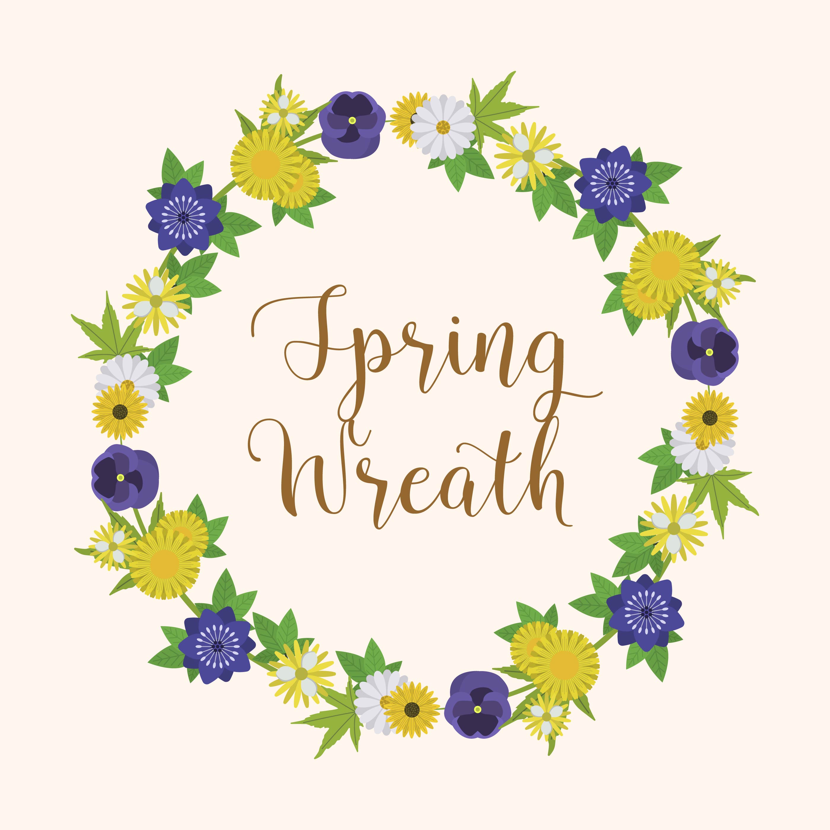 Flat Floral Spring Wreath Vector Illustration - Download ...