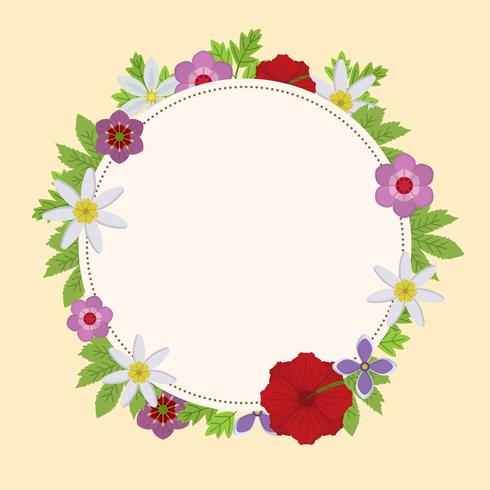 Círculo plano floral primavera guirnalda ilustración vectorial vector