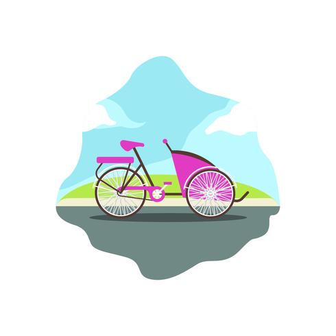 Trishaw flat vector illustration