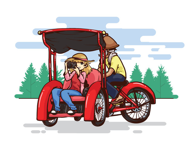 Ilustración del vector de Trishaw