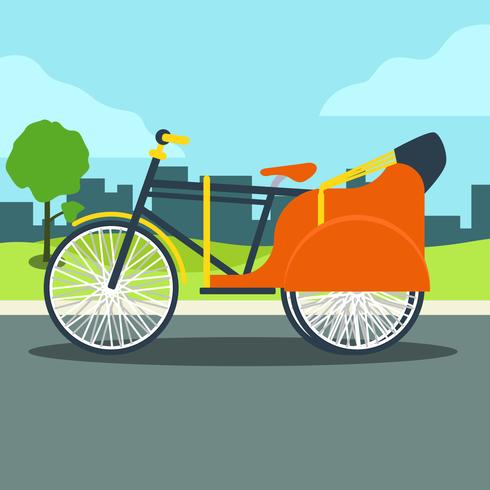 Trishaw on the street vector