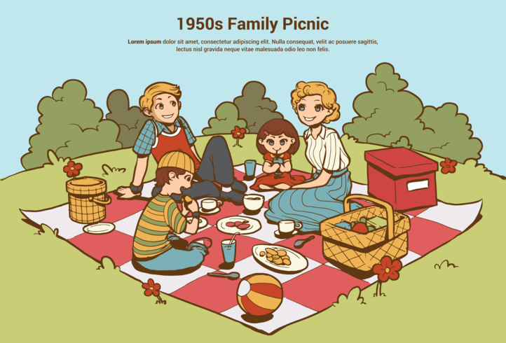 Picnic familiar de los 50 vector