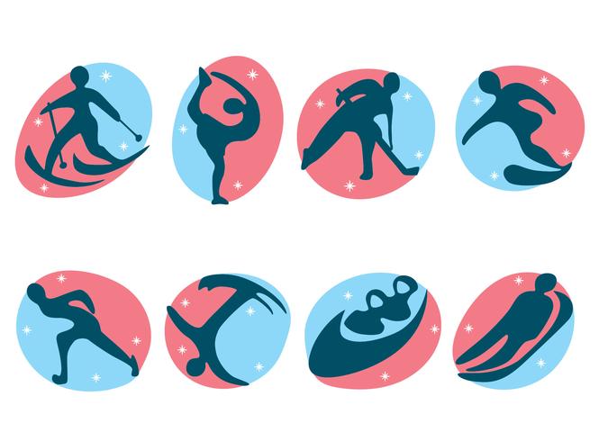 Pink and Blue WInter Olympics Corea Pictogram Vector
