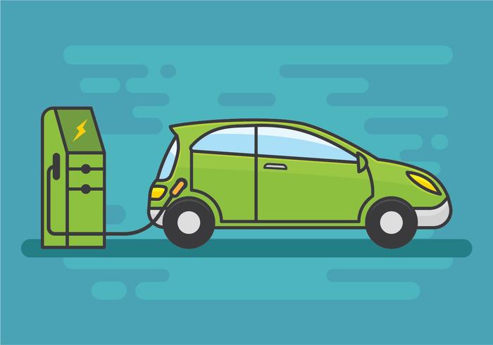 Free Electric Car Charging Vector Illustration