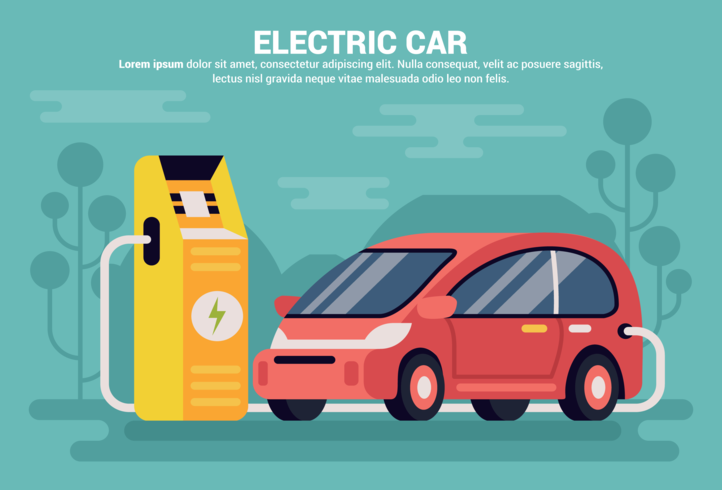 Ilustración de Vector de coche eléctrico