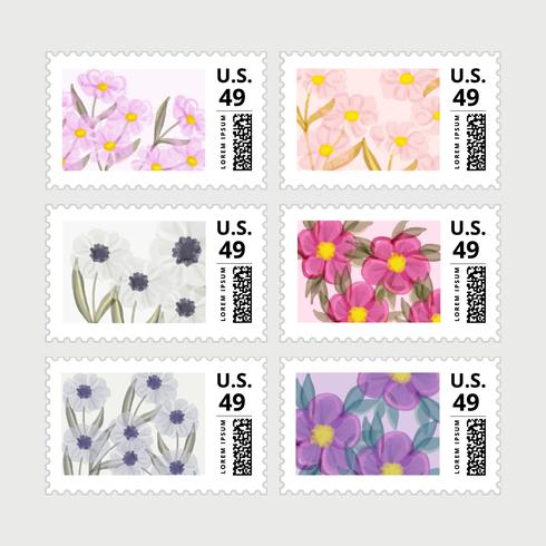 Vector Set of Springtime Postage Stamps