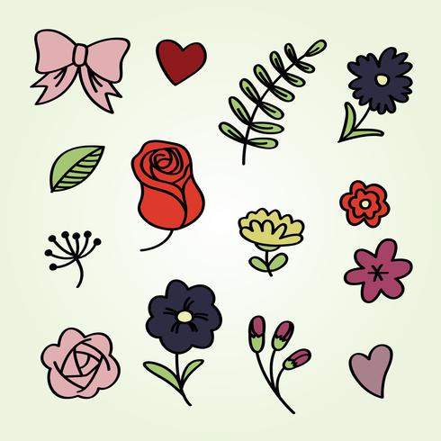 Adornos florales dibujados a mano vector