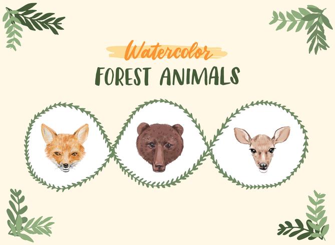 Animales del bosque de acuarela vector