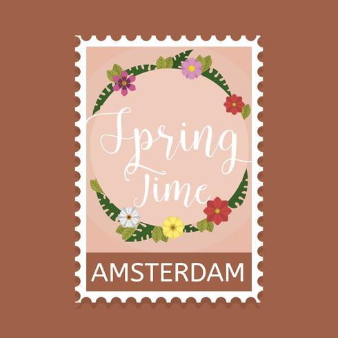 Flat Springtime Stamp Vector