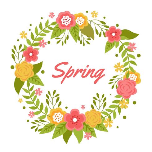 Romantic Flower Spring Wreath Vector