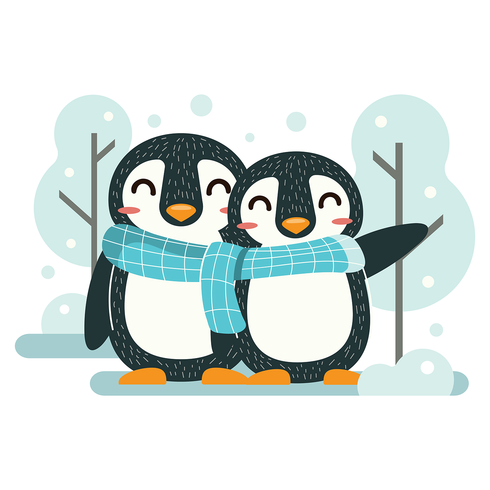 Pareja de pingüinos vector