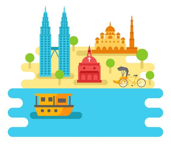 Malaysia Attraction and Travel Vector