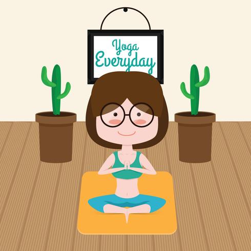 Cute Yoga Instructor Vector