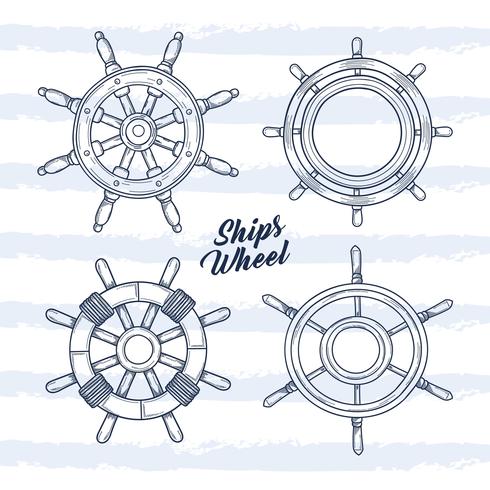 Ship Wheel Hand Drawn Illustration vector