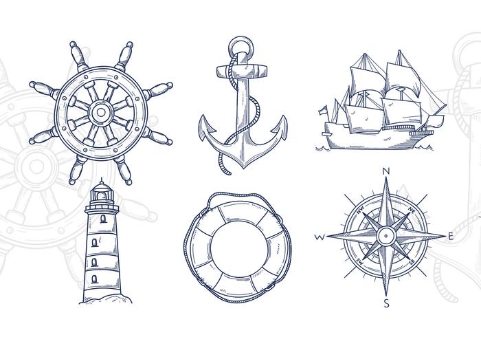 Nautical Hand Drawn Illustration vector