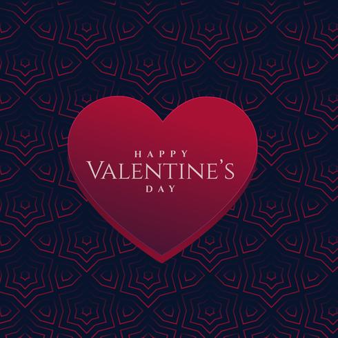 3d Valentines Day Heart On Dark Pattern Background Download Free