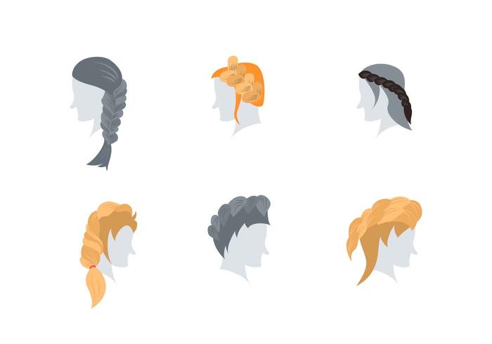 Girl Hair Style Collection Vectors