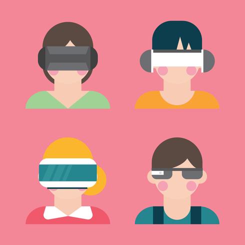 People Using Virtual Reality Glasses vector