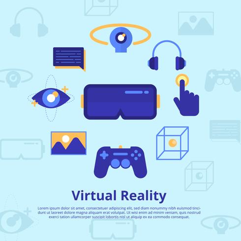 Realidad Virtual Experiencia Vector Illustration