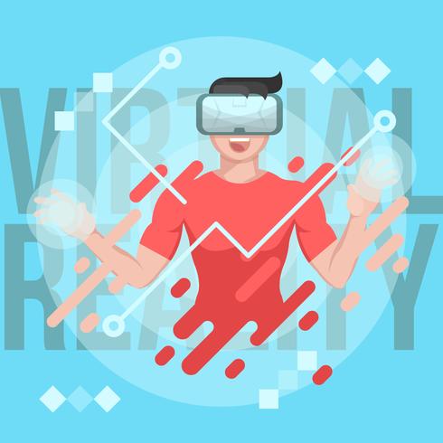 Virtual Reality Experience Man Vector Illustration